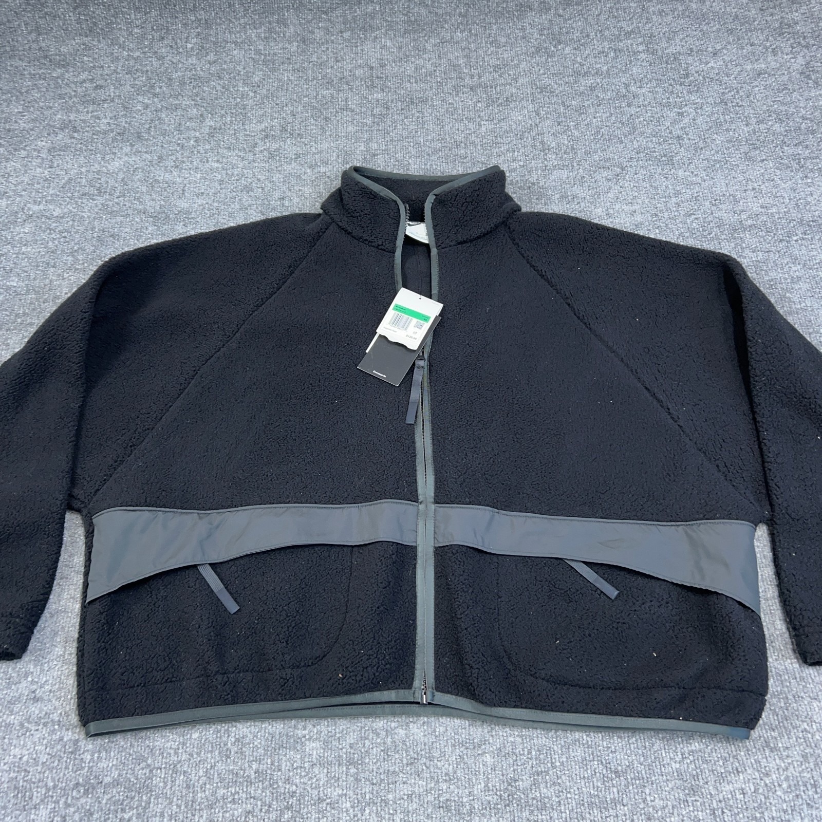 Nike Jacket Women Xl Black Sportswear High-Pile Sherpa Full Zip Pockets Oversize